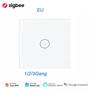 Tuya ZigBee Smart Light Touch Skifte Smart Liv APP Alexa/Google Startside 10A EU væglampe Glas Panel Med/Uden Neutral Ledning