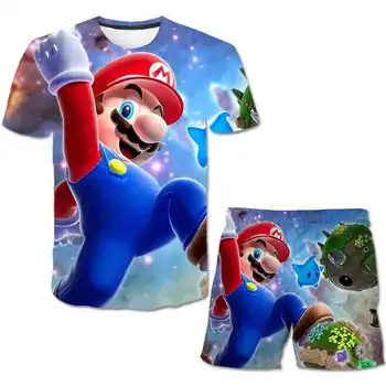Super Mario Tøj Sæt Kids Tegnefilm 2021 Nye Sommer T-shirt, Korte Bukser Sæt 2stk Drenge Træningsdragt Mode Piger Sport Passer til 117190