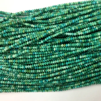 Ægte, Naturlig Grøn, Turkis Facetteret Rondelle Halskæder eller Armbånd, Små Perler 1x2mm 2x3mm 15