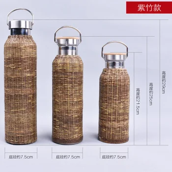Håndlavet Bambus Silke Termisk Pot Bambus Silke Vandflaske Bambus Silke Spænde Porcelæn 304 Rustfrit Stål Bærbare Large