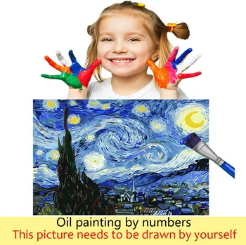 Bilen Billede Maleri Blå af Tal Pakke med Lærred Maling af Antal for Modulære Hoom Udsmykning for Børn i Ét Stykke