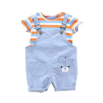Nye Sommer Baby Boy Tøj til Børn i Pige Bomuld Stribede T-Shirt, Arbejdstøj 2Pcs/set Toddler Modetøj Børn Træningsdragter 118688