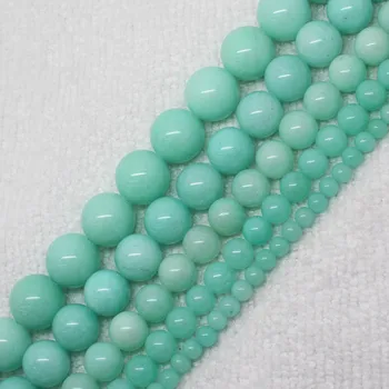 Amazonit Jades Farve 4-12mm Runde Løse Perler 15