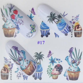 2021 Nye Nail Art Stickers Masse Sort Blad Blomster Flamingo Water Decals Manicure Negle Dekorationer Til Sommer Skydere Folie 119742