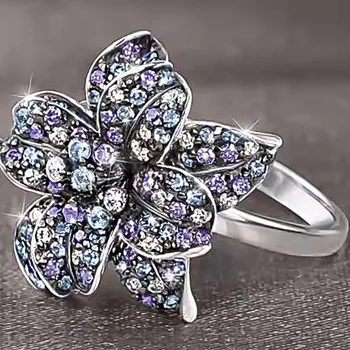 Mode Smykker-Ringe, Blomstrende retten-stil vielsesring ring 12