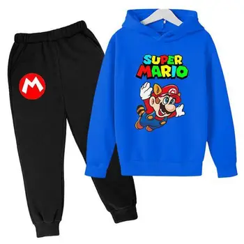 2021 Super Mario Børn Casual Pullover Sweater Trøje + Bukser Dreng Pige Tegnefilm Tøj Varm Sweater Passer Til 120126
