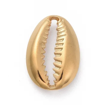 10stk Golden 304 Rustfrit Stål Cowrie Shell Vedhæng Til smykker at gøre DIY Armbånd Halskæde Indretning Tilbehør,hul: 16x2mm 120156