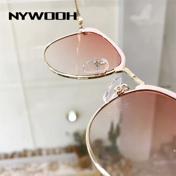 NYWOOH Metal Runde Solbriller Kvinder Mænd Brand Designer Halv Frame Vintage solbriller Rejse UV-beskyttelse Beskyttelsesbriller 12021