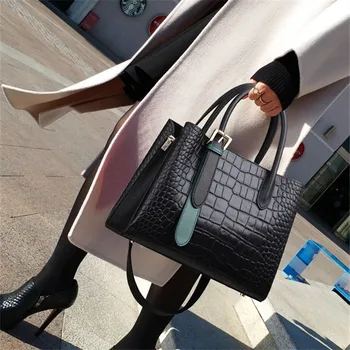 Ægte Læder Håndtasker 2021 Nye High-end Følelse af Krokodille Mønster Skulder Håndtaske Damer Stor Kapacitet Messenger Bag Cc Gg 120639