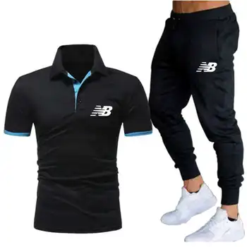 Mænd ' s Nye 2021 Sommer-To-stykke Mænds Polo Shirt kortærmet T-shirt, Top + Åndbar Sports Bukser, der Passer Mode Afslappet Mænd 120970