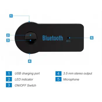 Trådløs Bluetooth-Musik Lyd 4.0 Modtager 3,5 mm Streaming Auto Hovedtelefon AUX Adapter Stik til Mikrofon Håndfri Bil PC 121157