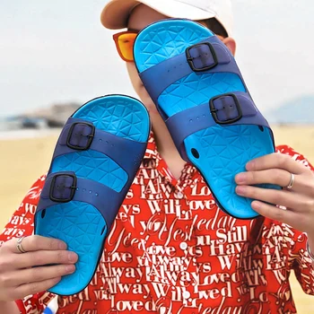 Herre Sko Skridsikre Hjemmesko Sommeren Massage Klip-Klappere Offentlig Strand Tøfler Blød Tunge Sko For Mans Komfortable Sandaler