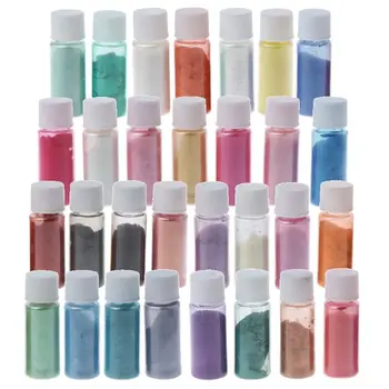 30 Farve Perlemors Glimmer Pulver Epoxy Harpiks Farvestof Farve Pearl Pigment Naturlige Glimmer Mineral Pulver Harpiks Smykkefremstilling 121237