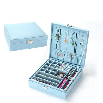 B Multi-lag Skat Organizer Portable smykkeskrin flannel Smykker Beholder Til Kvinder, Halskæde, Øreringe og Ring Opbevaring Sag
