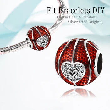 Nye 925 Sterling Sølv Med Rød Emalje Perler Zircon Charms Fin Orginal Mode Armbånd-Perle-For Kvinder, Tilbehør, Smykker At Gøre 122251