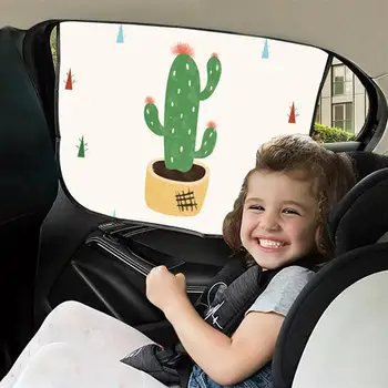 Bilens Siderude Solsejl Kaktus Bil Parasol Magnetisk Gardin Parasoller Til Udendørs Forruden Voksne Børn (Beige Grøn)