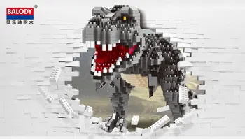 Balody 16088 Dyrenes Verden Tyrannosaurus Rex Monster 3D-Model DIY Mini Diamant Blokke, Mursten Bygning Legetøj for Børn, ingen Box 123