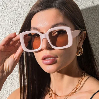 Pink Linser, solbriller Til Kvinder 2021 Overdimensionerede Pladsen Ocean Vintage Kvinders Solbriller Klare Nuancer Sexet Brillerne UV400