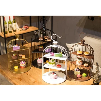 1x Cupcake-Displayet Holder Birdcage figur 3 lags kage stå til visning af frugt, slik, cupcakes til bryllup, fødselsdag, fest 124344