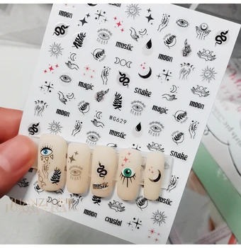 1 stk 3D Negle Stickers Abstrakte streg Mønster Onde Øje Design Nail Skydere DIY Selvklæbende Mærkat Nail Art Dekoration Water Decals