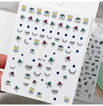 1 stk 3D Negle Stickers Abstrakte streg Mønster Onde Øje Design Nail Skydere DIY Selvklæbende Mærkat Nail Art Dekoration Water Decals