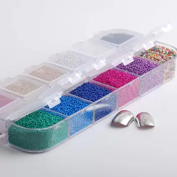 12 Net Søm Micro Pixie Flerfarvet Perler Lille Glas Rhinestone Elf Micro Kaviar Krystal Perler Til Nail Art Dekorationer