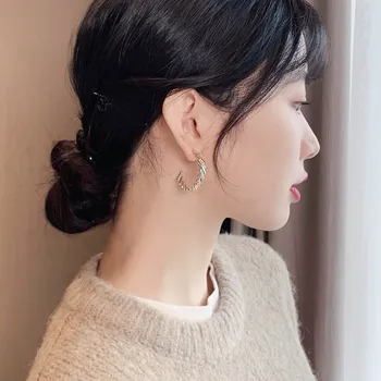 Koreanere nye mode smykker udsøgt 14K ægte guld indlagt zircon store runde øreringe elegant temperament kvinder enkle øreringe 126637