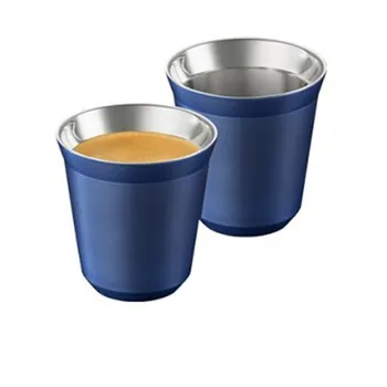 2stk Espresso Krus 80ml 160ml Sæt med 2 ,Rustfrit Stål Kopper Sæt, Isoleret Te Og Dobbelt Væg i Opvaskemaskinen