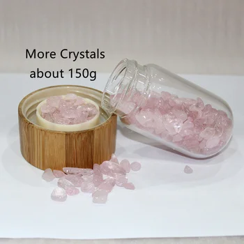 2021 Drop Shipping Naturlig Krystal Kvarts Grus Gemstone Healing Glas Energi-Eliksir drikke Vand Flaske Bambus glas kop gave