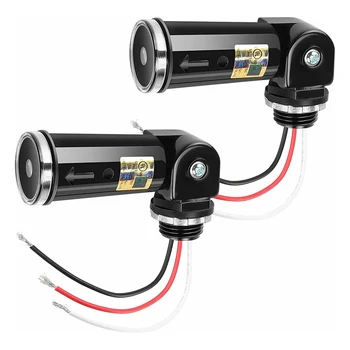 2stk Fotoelektriske Fotocellens Sensor Switch OS Plug Udendørs Vandtæt Dusk Til Dawn Veranda Med Swivel Mount LED Lys Indlæg