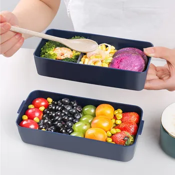 1STK Mikrobølgeovn Frokost Boks tolags-Porcelæn Opbevaring af Fødevarer Container børn Børn Skolens Kontor Bærbare Bento Box Lunch Box