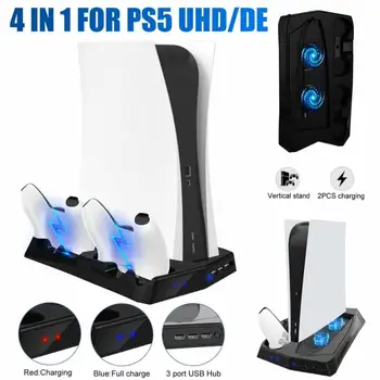 Opladning Stå Med Ventilator For PS5 De / UHD Opbevaring Køligere Vertikal Base Holder Til PS-5 Digital Edition / Ultra HD - 128658