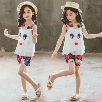 Piger Sommer Sætter 2021 Nye Børn Fashion To-delt Dragt 12 børnetøj 11 Barn Sætter 10 Pige Tøj 9 8 6 Piger Passer til 129007