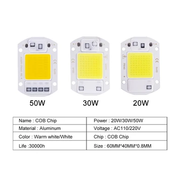 Tcosqy F6040 chip AC spænding 110V220V varmt lys hvidt lys for sol lampe projektion lyskilden er LED chip 20W30W50W