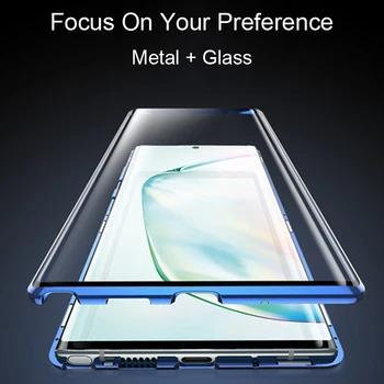 Magnetisk Adsorption taske Til Samsung Galaxy Note 10 Plus Metal Ramme Dobbel Sidet Glas Cover GalaxyNote10Plus 5G Beskyttende Sag 1298