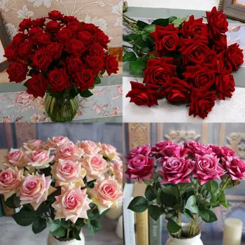 1STK Romantiske Rose Kunstig Blomst DIY Rød Hvid Silke Falske Blomst til Fest Hjem Bryllup Dekoration Valentine ' s Day 130740
