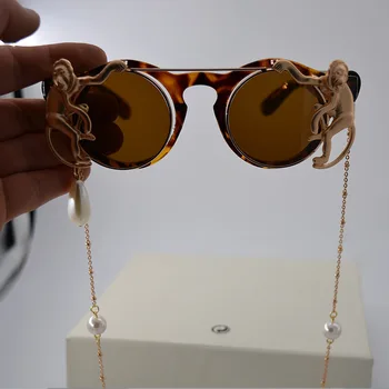 SOLBRILLER Kvast Barok Perle Solbriller til Kvinder Personlig Stranden Rhinestone Vintage Cirkel Stor Dame solbriller 130928