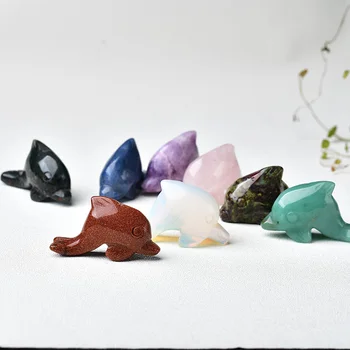 1pc Søde Crystal Dolphin Udskæring Smykker Perler Håndværk Ferie DIY Gaver, boligindretning Tilbehør Akvarium Statue