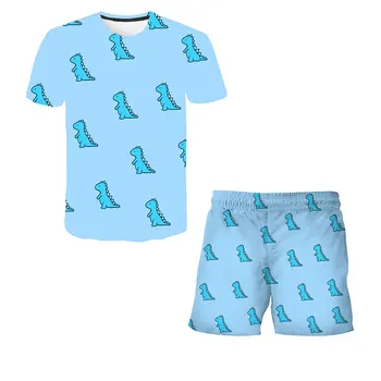 4-12-Årige Børn Shirt Bukser Baby Boy Tøj 2-pack O-neck T-shirt Top-shorts Overdimensionerede Dinosaur Tøj Sæt Til Drenge