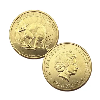 Kangaroo Erindringsmønt Australien boligmontering De Elizabeth II Runde Dobbeltsidet Guld Mønt samleobjekter 131213