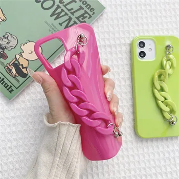 Armbånd Håndleds-Hånd-Band Mobiltelefon Case For iPhone 12 11 Pro Max X XS Antal XR 7 8 Plus SE 2020 Candy Farve Blød Silikone Cover