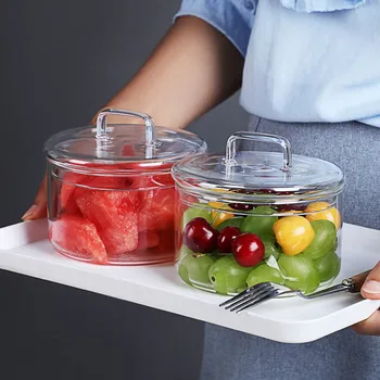 Varme Resistent Glas Skål Stackabe Runde Frugt Salat Skåle Klart, Køkken, Opbevaring Af Fødevarer Container