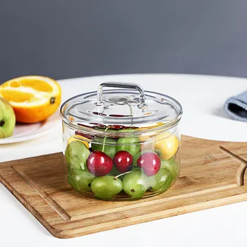 Varme Resistent Glas Skål Stackabe Runde Frugt Salat Skåle Klart, Køkken, Opbevaring Af Fødevarer Container