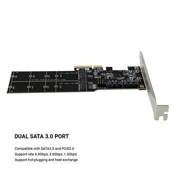 PCIE X4 udvidelseskort PCIE 3.0 til Dual SATA 3 + M. 2 Adapter-Kort ASM116 Chip 6 gbps Adapter til 2230 2242 2280 2260 SSD 133127