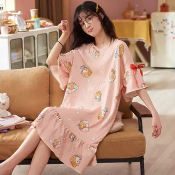 Nightgowns Kvinder Tegnefilm Plus Størrelse M-3XL Sleepshirts Dame Kawaii Sød Løs Smarte Ins Mode Nattøj Fritids-Mode Dagligt