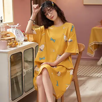 Nightgowns Kvinder Tegnefilm Plus Størrelse M-3XL Sleepshirts Dame Kawaii Sød Løs Smarte Ins Mode Nattøj Fritids-Mode Dagligt