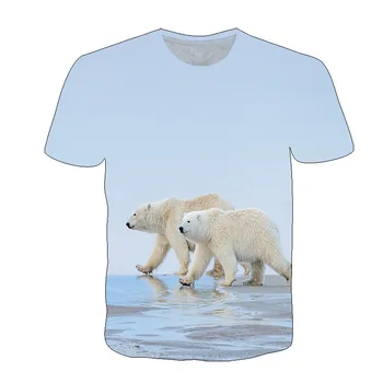 Unisex nye sommer t-shirts Mode polar bear t-shirts Drenge t-shirts Smukke runde krave kids t-shirts 1334