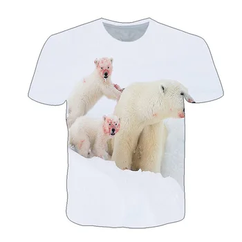 Unisex nye sommer t-shirts Mode polar bear t-shirts Drenge t-shirts Smukke runde krave kids t-shirts