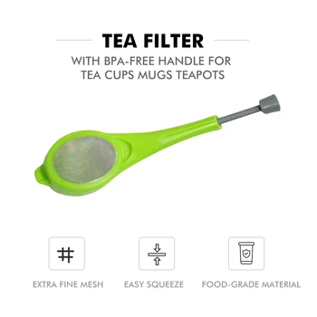 Te-Filter Ekstra Fine Mesh Te Infusionsenheden Squeeze Te-Filter, Te-Filter med BPA-Fri PP Håndtag til Te Kopper, Krus, Tekander