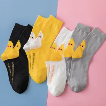 2021 Mode Harajuku Stil Sokker Dyreprint Duck Søde Sokker Tegnefilm Harajuku Kawaii Kvinder Sjove Blød Bomulds Sok